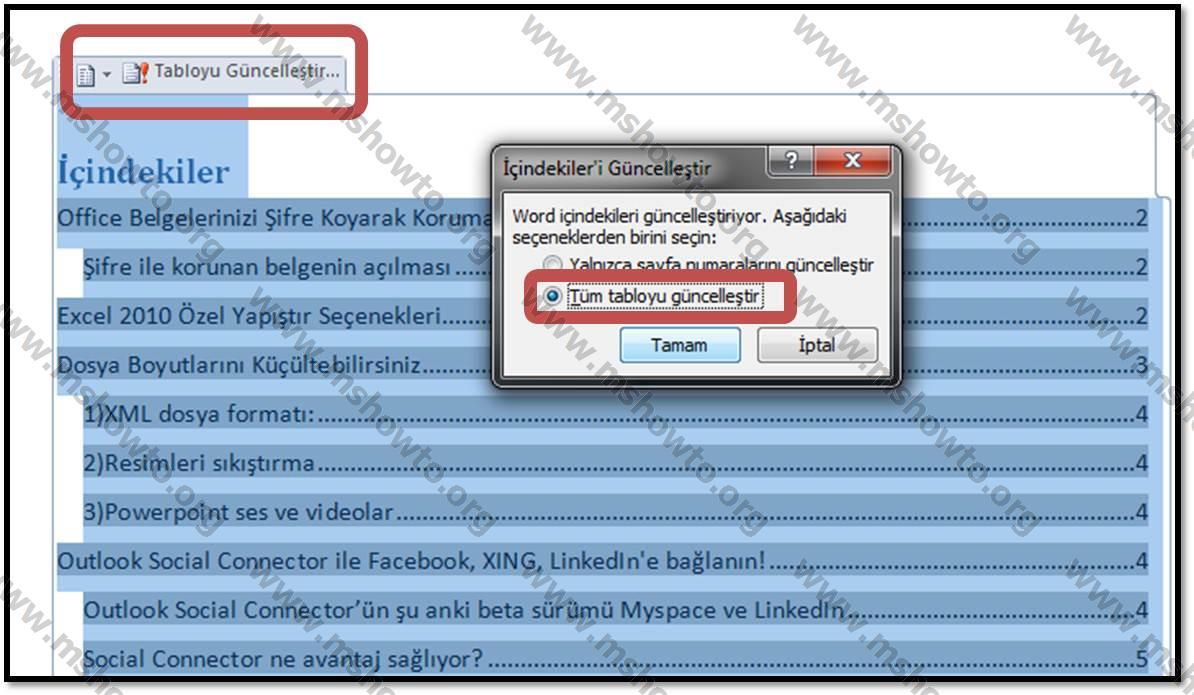Word Index İçindekiler Nasıl Oluşturulur