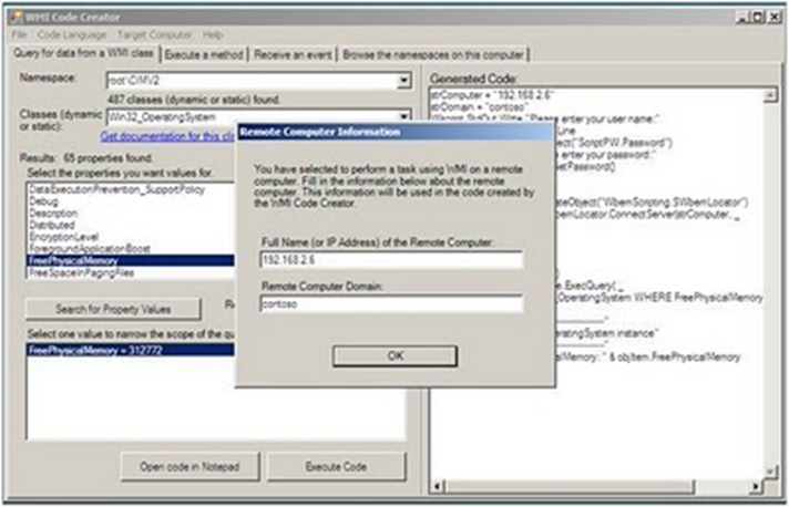 Code creator. WMI code creator.