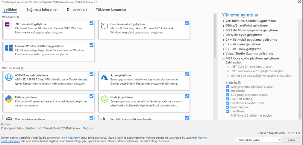 Microsoft Visual Studio 2019 Kurulumu