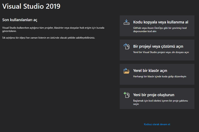 Microsoft Visual Studio 2019 Kurulumu