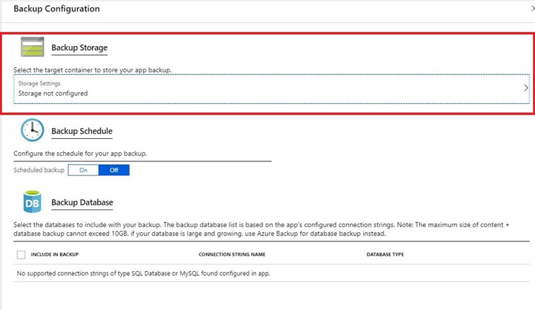 Azure App Service Backup