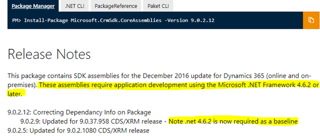 crmsdk nuget package