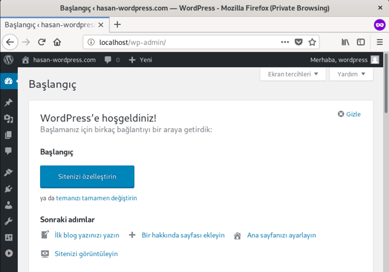 wordpress kurulumu