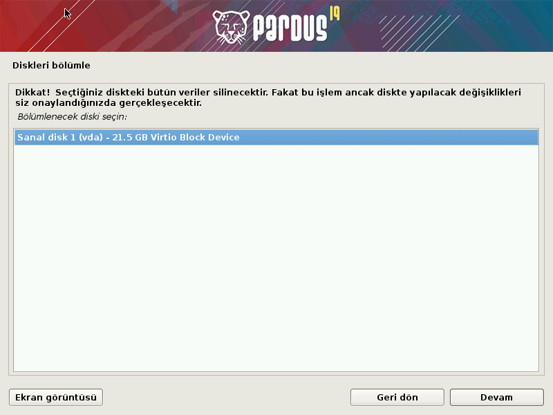 Pardus 19 Kurulumu