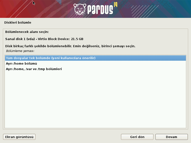 Pardus 19 Kurulumu
