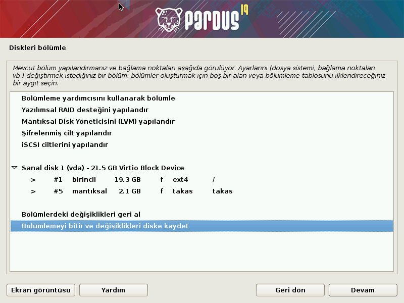 Pardus 19 Kurulumu