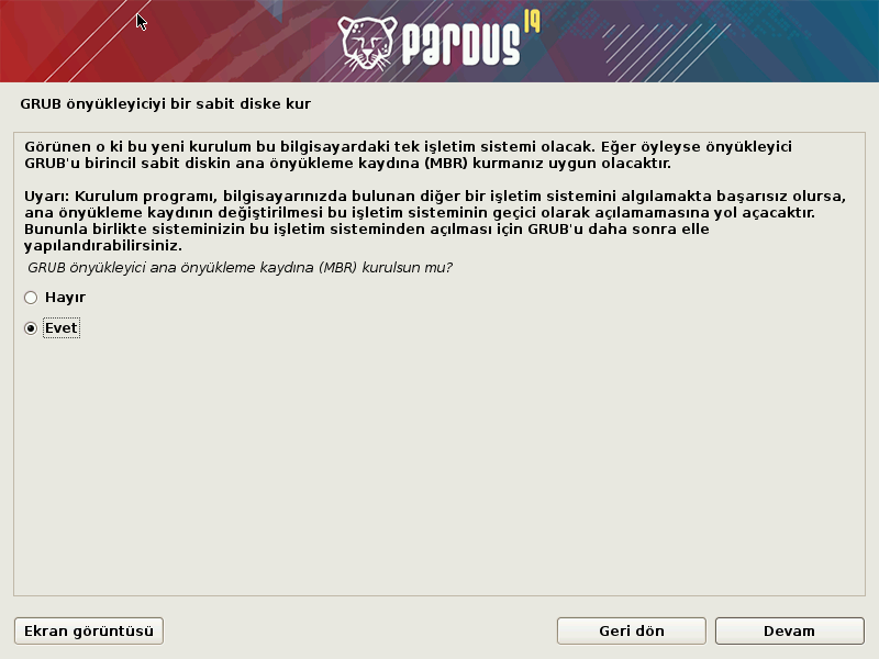 Pardus 19 Kurulumu