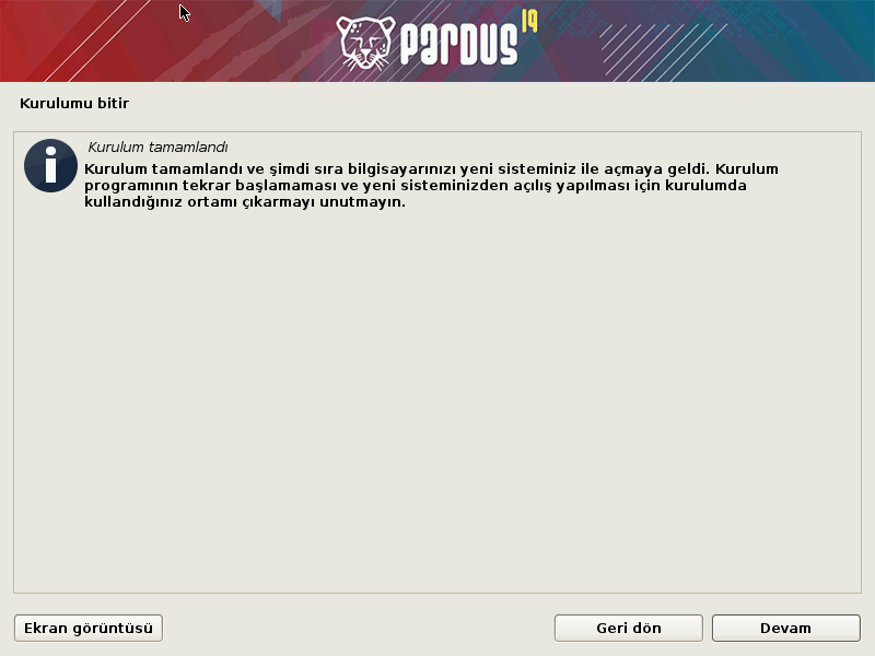 Pardus 19 Kurulumu