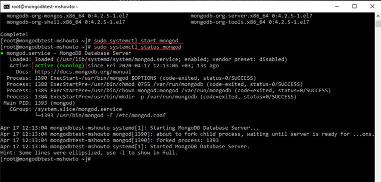 how to start mongodb server centos 7