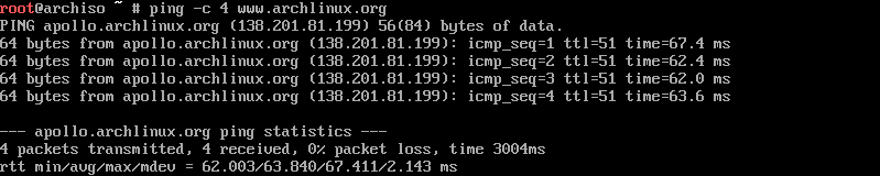 Arch Linux İnternet Bağlantısının Kontrol Edilmesi