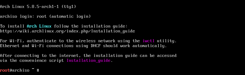 Arch Linux Kurulum Ekranı