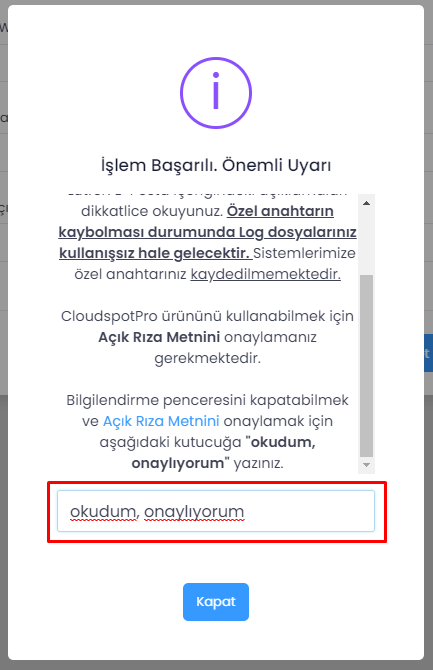 CloudSpotPro_Ozel_Anahtar